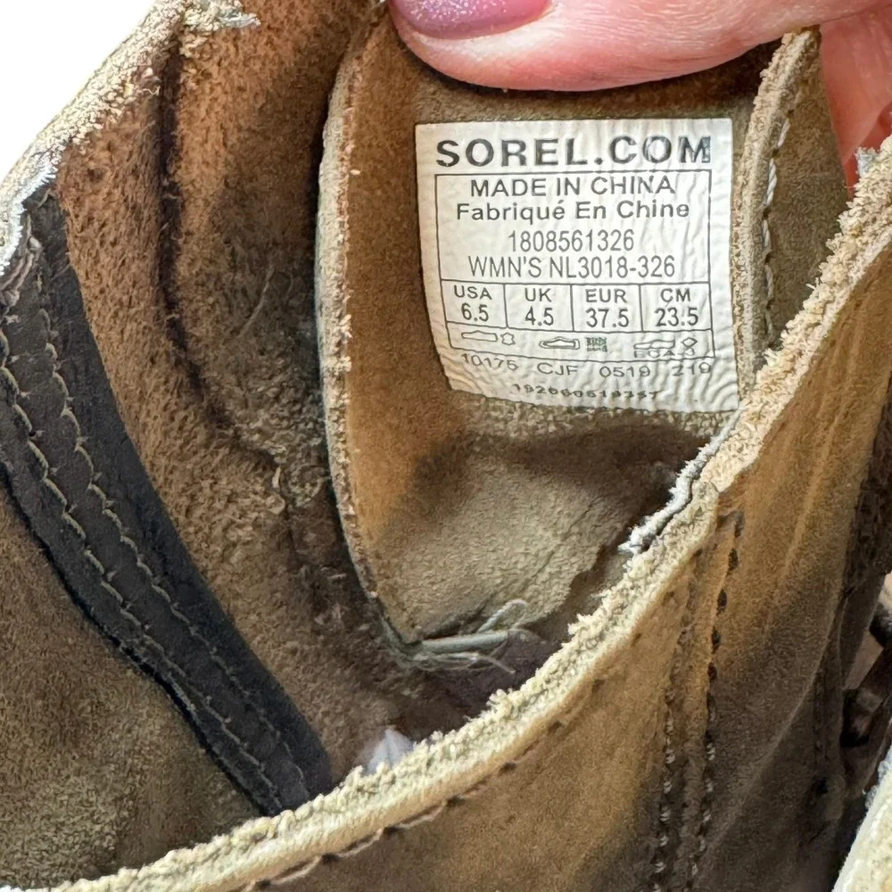 Sorel Women Joan‎ of Arctic Boot Size 6.5 Waterproof Olive Combat Wedge Lug